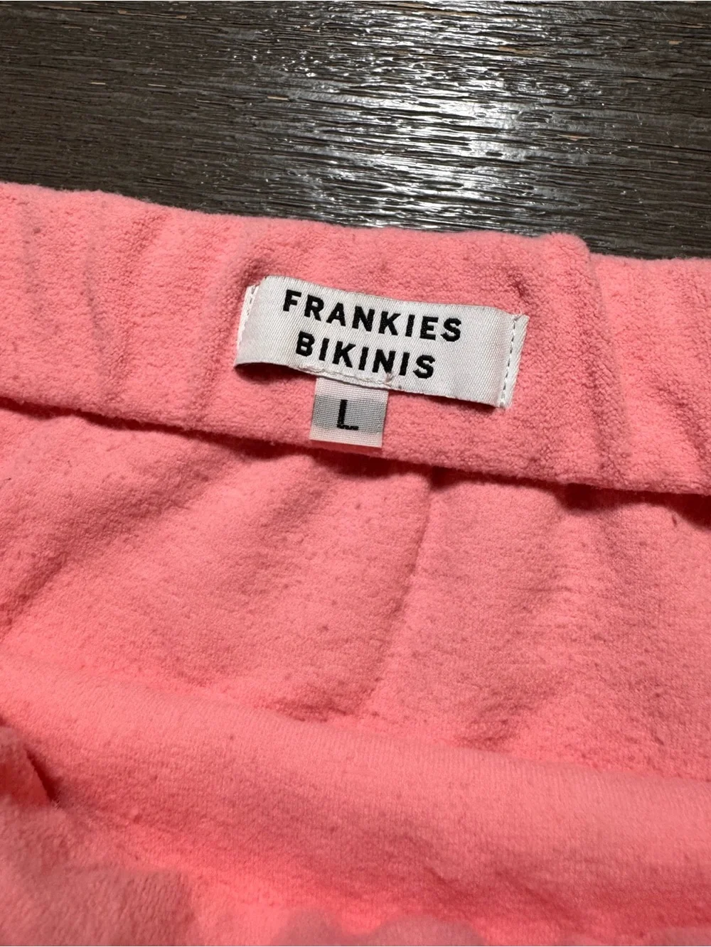 Frankie’s Bikinis Windward Summer Melon Terry Mini Skirt L Swimsuit Cover Up